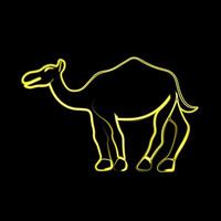 Illustration of camel with neon effect. vector