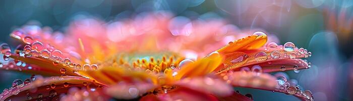 Fresh dew on a colorful garden flower photo