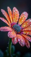 Fresh dew on a colorful garden flower photo