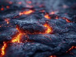 Flowing lava from volcanic eruption photo