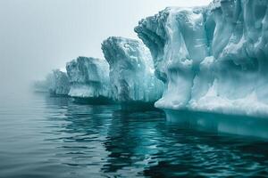 Icebergs floating in a glacial lagoon photo