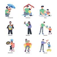 Handy Bundle of Fatherhood Flat Illustrations vector