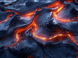 Flowing lava from volcanic eruption photo