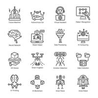 Bundle of Artificial Intelligence Linear Icons vector