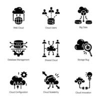 Bundle of Cloud Platform Glyph Icons vector