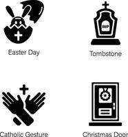 Handy Pack of Church Elements Glyph Icons vector