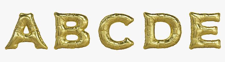 Alphabet Collection glossy letters in balloon gold air style. English fonts voluminous inflated from air. Elements in 3D Illustration Design photo