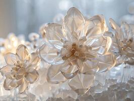 Crystalline structure of frost on glass photo