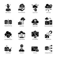 Cloud Storage and Database Glyph Icons vector