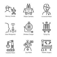 Set of AI Innovations Linear Icons vector