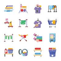 Trendy Flat Icons Depicting Laundry Supplies vector
