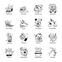 Bundle of Work Tasks Hand Drawn Icons vector