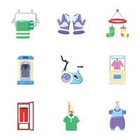 Set of Cloth Washing Flat Icons vector