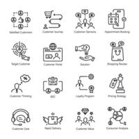 Modern Linear Icons Depicting Client Acquisition vector