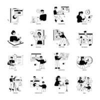 Pack of Online Seminar Courses Doodle Mini Illustrations vector
