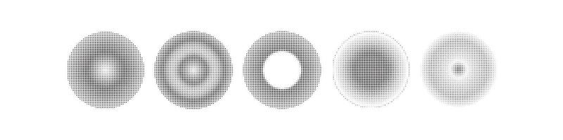 Halftone circle dotted gradient. Round dotted pattern shape background. Isolated on white background. vector