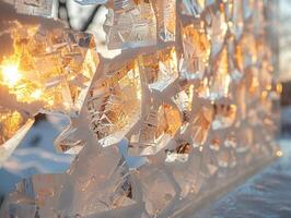 Crystalline structure of frost on glass photo