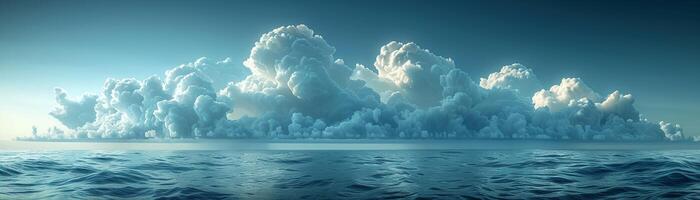 Dramatic cloud formations looming over a calm sea photo