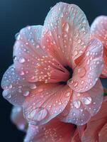 Delicate flower petals close-up with dew photo