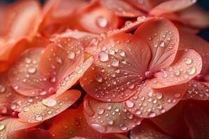 Delicate flower petals close-up with dew photo