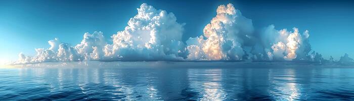 Dramatic cloud formations looming over a calm sea photo