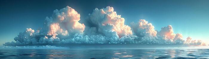 Dramatic cloud formations looming over a calm sea photo