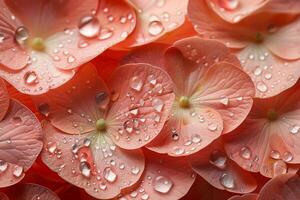 Delicate flower petals close-up with dew photo