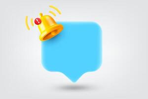 Speech cloud with notification bell. 3d illustration vector