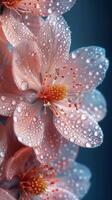 Delicate flower petals close-up with dew photo