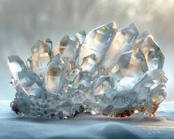 Crystalline structure of frost on glass photo