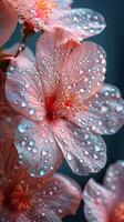 Delicate flower petals close-up with dew photo