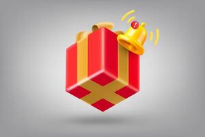 Gift box and notification bell. 3d illustration vector