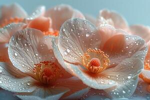 Delicate flower petals close-up with dew photo