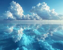 dramático nube formaciones que se avecina terminado un calma mar foto