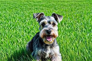 smiling dog outdoor field happy photo