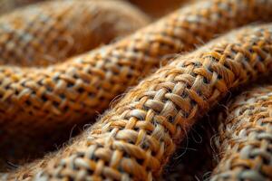 Close-up of woven fabric texture photo