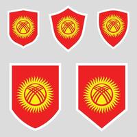 Set of Kyrgyzstan Flag in Shield Shape Frame vector