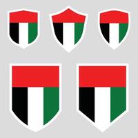 Set of United Arab Emirates Flag in Shield Shape vector