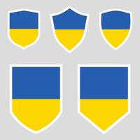 Set of Ukraine Flag in Shield Shape Frame vector