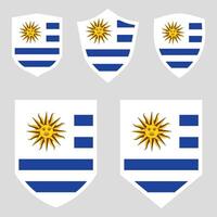 Set of Uruguay Flag in Shield Shape Frame vector