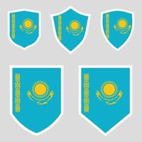 Set of Kazakhstan Flag in Shield Shape Frame vector