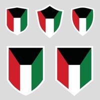 Set of Kuwait Flag in Shield Shape Frame vector