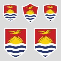 Set of Kiribati Flag in Shield Shape Frame vector