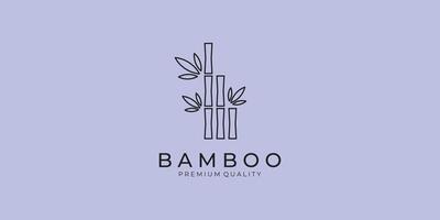 logo bamboo line art minimalist icon illustration design vector