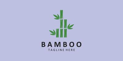 Bamboo logo vintage design, green bamboo tree design. vector