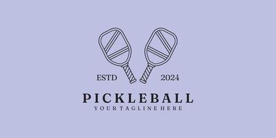 pickleball tournament line art logo illustration minimalist design vector