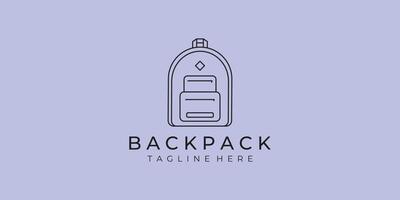 backpack line art logo illustration minimalist design vector