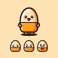 Cute egg cartoon mascot illustration vector