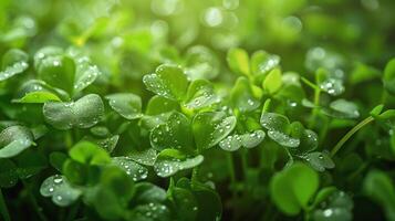 Dew-kissed microgreen backdrop for fresh food, wellness, and sustainable lifestyle imagery, bursting with green vitality. photo