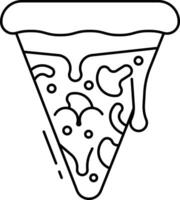 mushroom pizza slice outline illustration vector